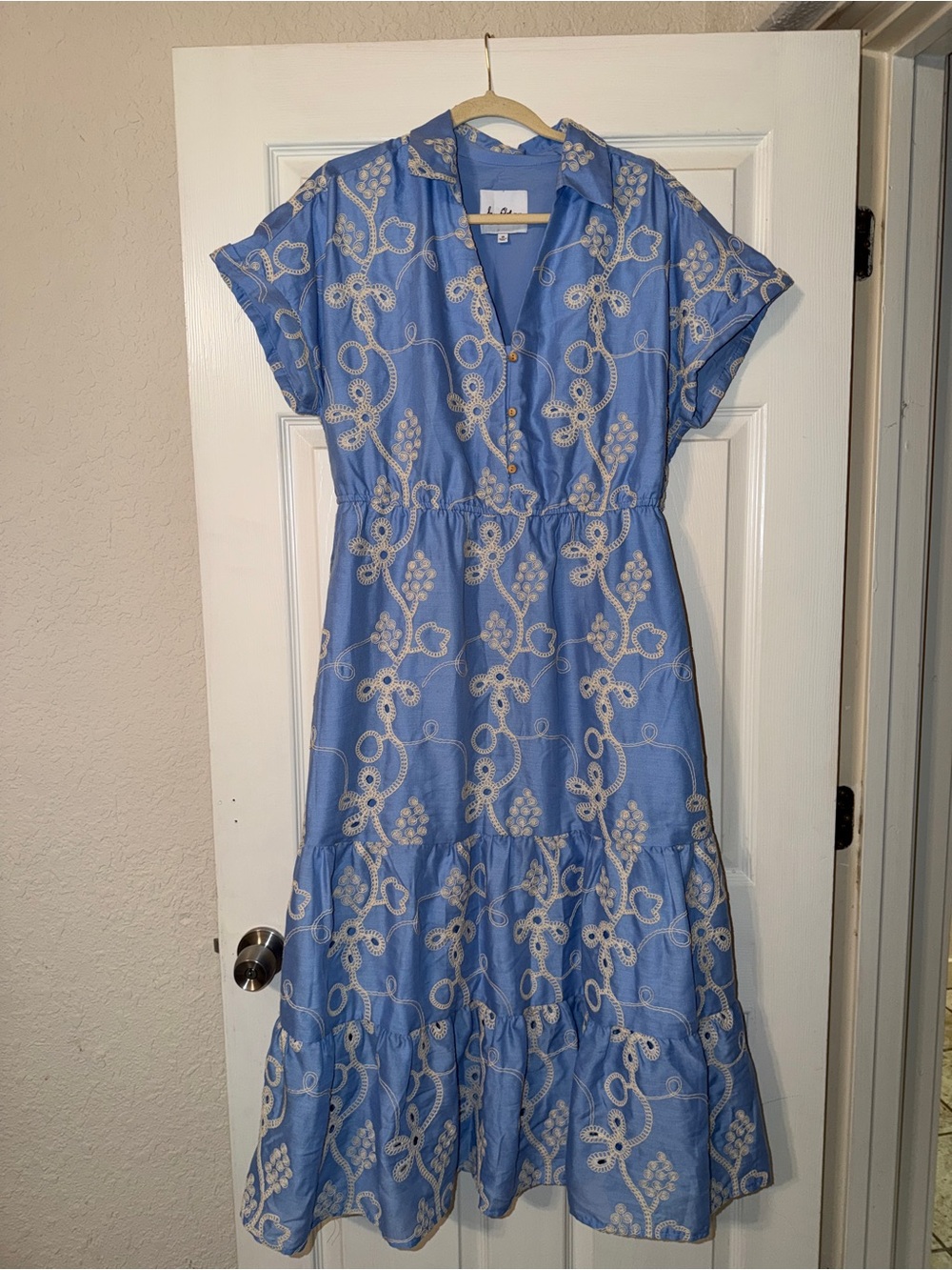 Sam Edelman Blue Embroidered Tiered Summer Dress